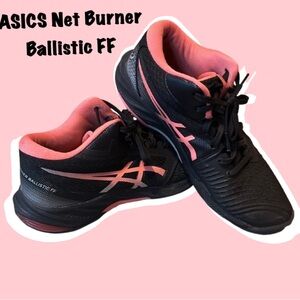 ASICS Black and Pink Athletic Shoes with Breathable Mesh Upper